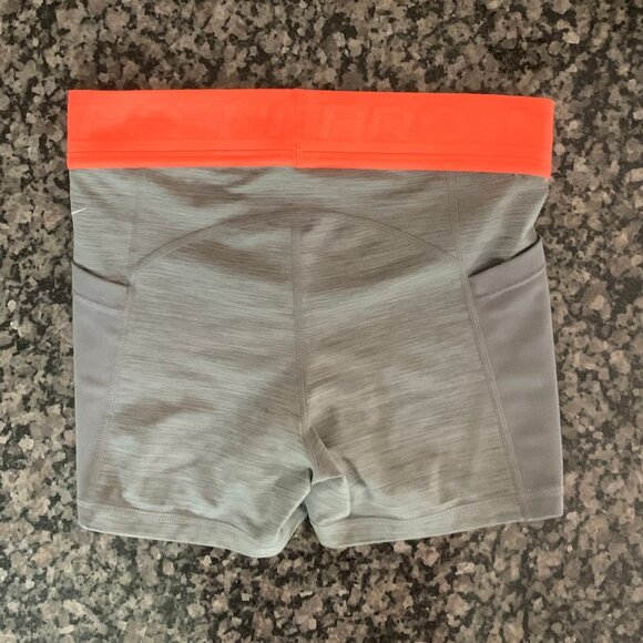 EUC Nike Pro 3 inch Training Shorts, Size Small, Grey/Orange - Picture 2 of 9